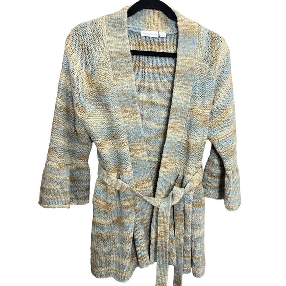 John Paul Richard Bell Sleeves w/ Belt Tie Sweater Wool/Poly Blend Size Large - Picture 1 of 7